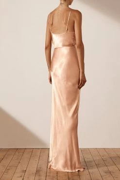 Shona Joy DRESSES LA LUNE BIAS COWL MAXI DRESS - DESERT ROSE