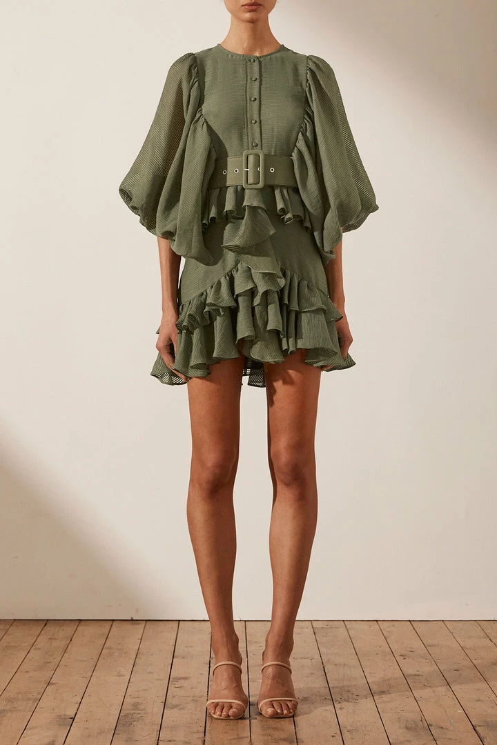 Shona Joy DRESSES CHARLOTTE DRAPED MINI DRESS - KHAKI