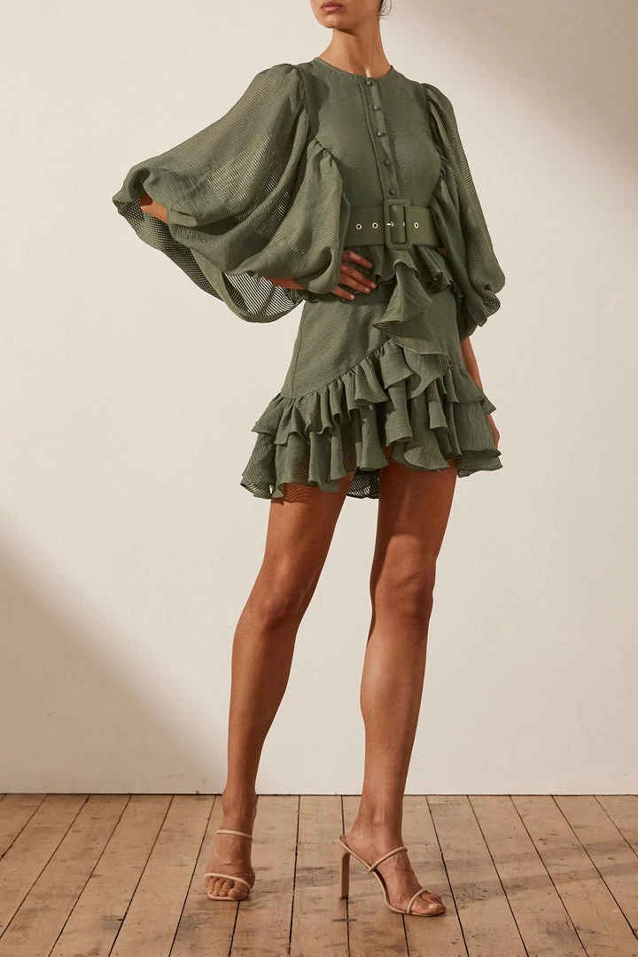 Shona Joy DRESSES CHARLOTTE DRAPED MINI DRESS - KHAKI