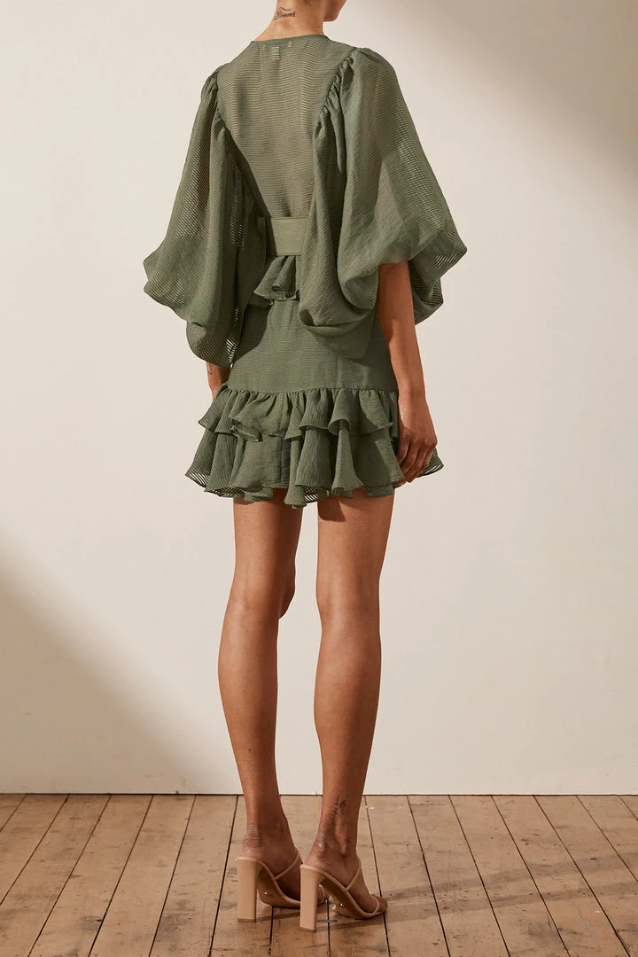 Shona Joy DRESSES CHARLOTTE DRAPED MINI DRESS - KHAKI