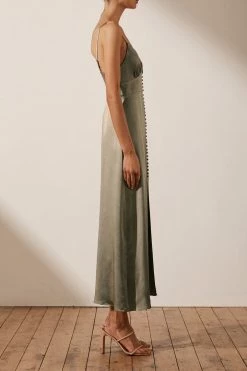 Shona Joy LA LUNE COCKTAIL MIDI DRESS - SAGE DRESSES