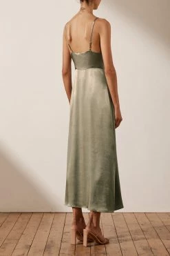 Shona Joy LA LUNE COCKTAIL MIDI DRESS - SAGE DRESSES