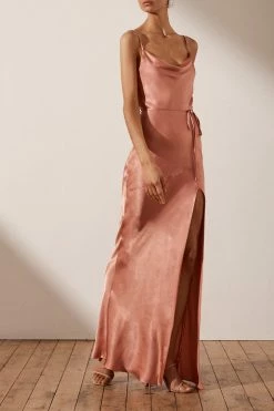 Shona Joy LA LUNE BIAS COWL MAXI DRESS - ROSÉ