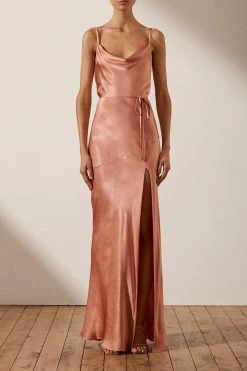 Shona Joy LA LUNE BIAS COWL MAXI DRESS - ROSÉ