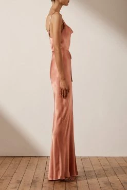Shona Joy LA LUNE BIAS COWL MAXI DRESS - ROSÉ