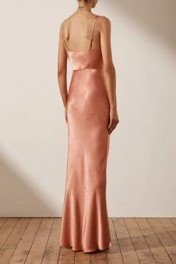Shona Joy LA LUNE BIAS COWL MAXI DRESS - ROSÉ