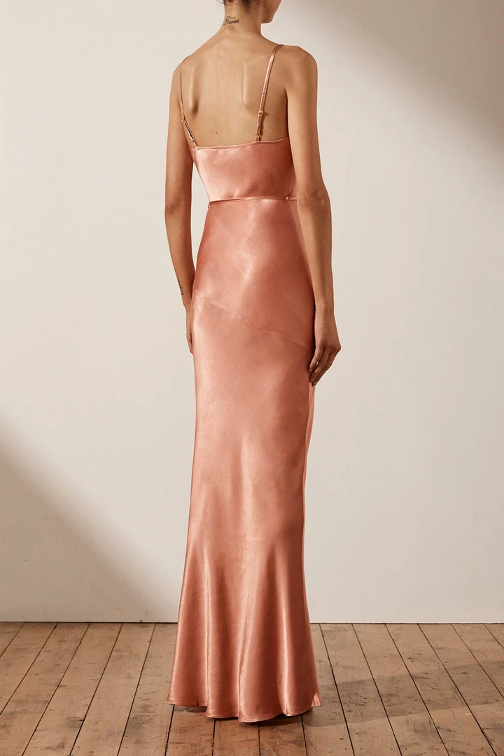 Shona Joy LA LUNE BIAS COWL MAXI DRESS - ROSÉ