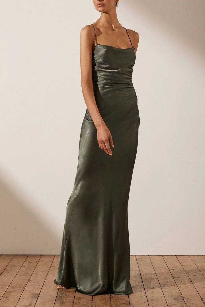 Shona Joy DRESSES LA LUNE LACE BACK MAXI DRESS - OLIVE