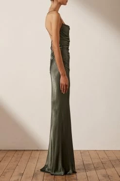 Shona Joy DRESSES LA LUNE LACE BACK MAXI DRESS - OLIVE