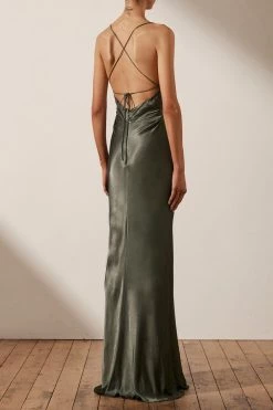 Shona Joy DRESSES LA LUNE LACE BACK MAXI DRESS - OLIVE