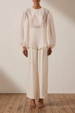 Shona Joy CHARLOTTE BALLOON SLEEVE BLOUSE - ECRU TOPS