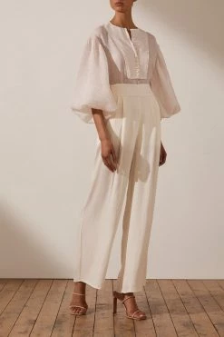 Shona Joy CHARLOTTE BALLOON SLEEVE BLOUSE - ECRU TOPS