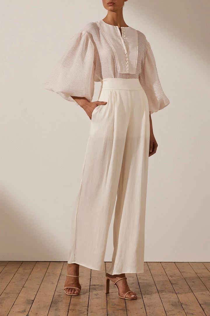 Shona Joy CHARLOTTE BALLOON SLEEVE BLOUSE - ECRU TOPS