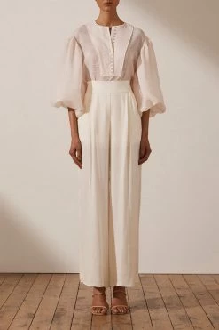 Shona Joy CHARLOTTE BALLOON SLEEVE BLOUSE - ECRU TOPS