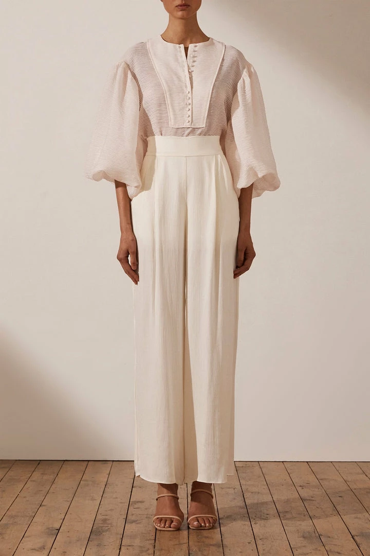 Shona Joy CHARLOTTE BALLOON SLEEVE BLOUSE - ECRU TOPS