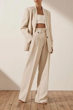 Shona Joy IVY HIGH WAISTED TAILORED PANT - BONE