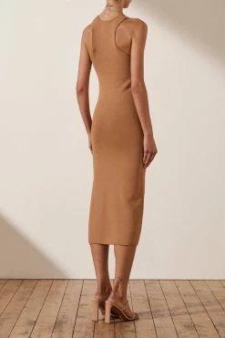 Shona Joy BASICS BASIC RACER BACK MIDI DRESS - TAN