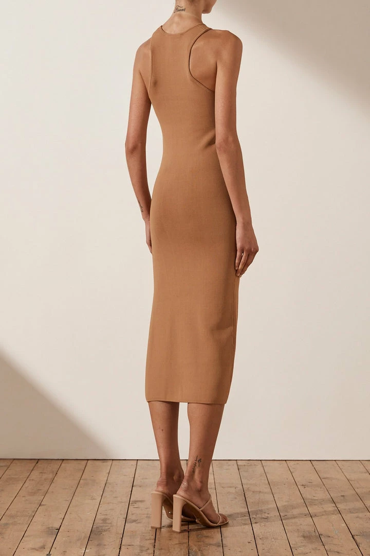 Shona Joy BASICS BASIC RACER BACK MIDI DRESS - TAN