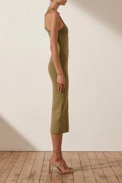 Shona Joy BASIC RACER BACK MIDI DRESS - BAY LEAF