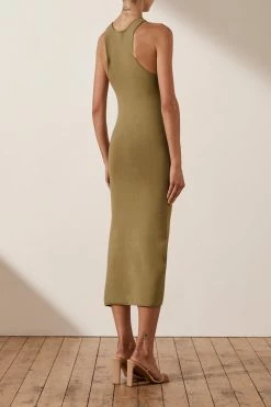 Shona Joy BASIC RACER BACK MIDI DRESS - BAY LEAF