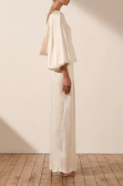 Shona Joy LA LUNE COWL BACK BALLOON SLEEVE BLOUSE - CREAM TOPS