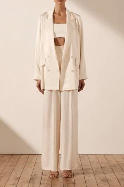 Shona Joy LA LUNE TUXEDO TROUSER - CREAM SHORTS & PANTS