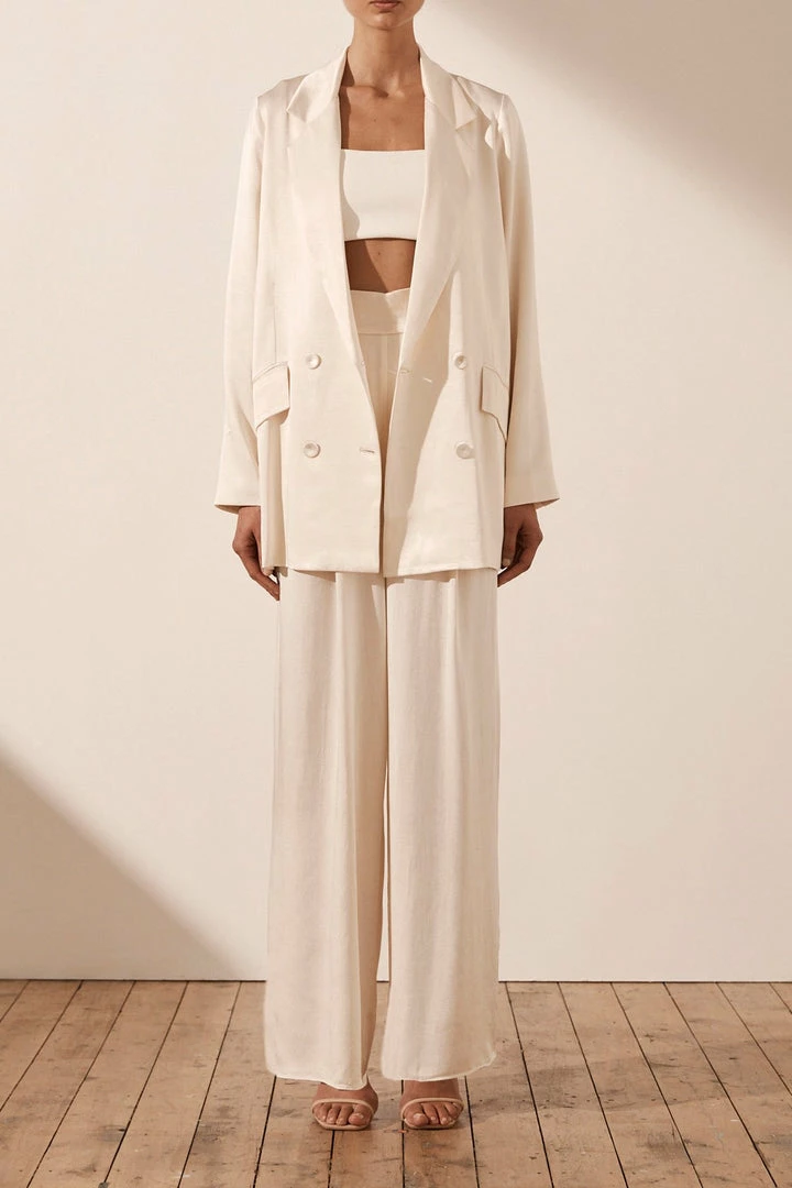 Shona Joy LA LUNE TUXEDO TROUSER - CREAM SHORTS & PANTS