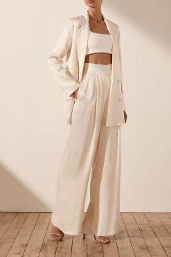 Shona Joy LA LUNE TUXEDO TROUSER - CREAM SHORTS & PANTS