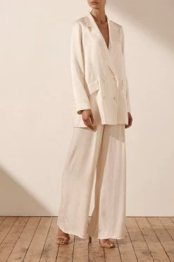 Shona Joy LA LUNE DOUBLE BREASTED BLAZER - CREAM TOPS