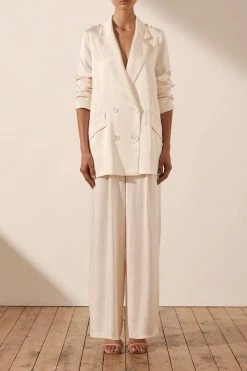 Shona Joy LA LUNE DOUBLE BREASTED BLAZER - CREAM TOPS