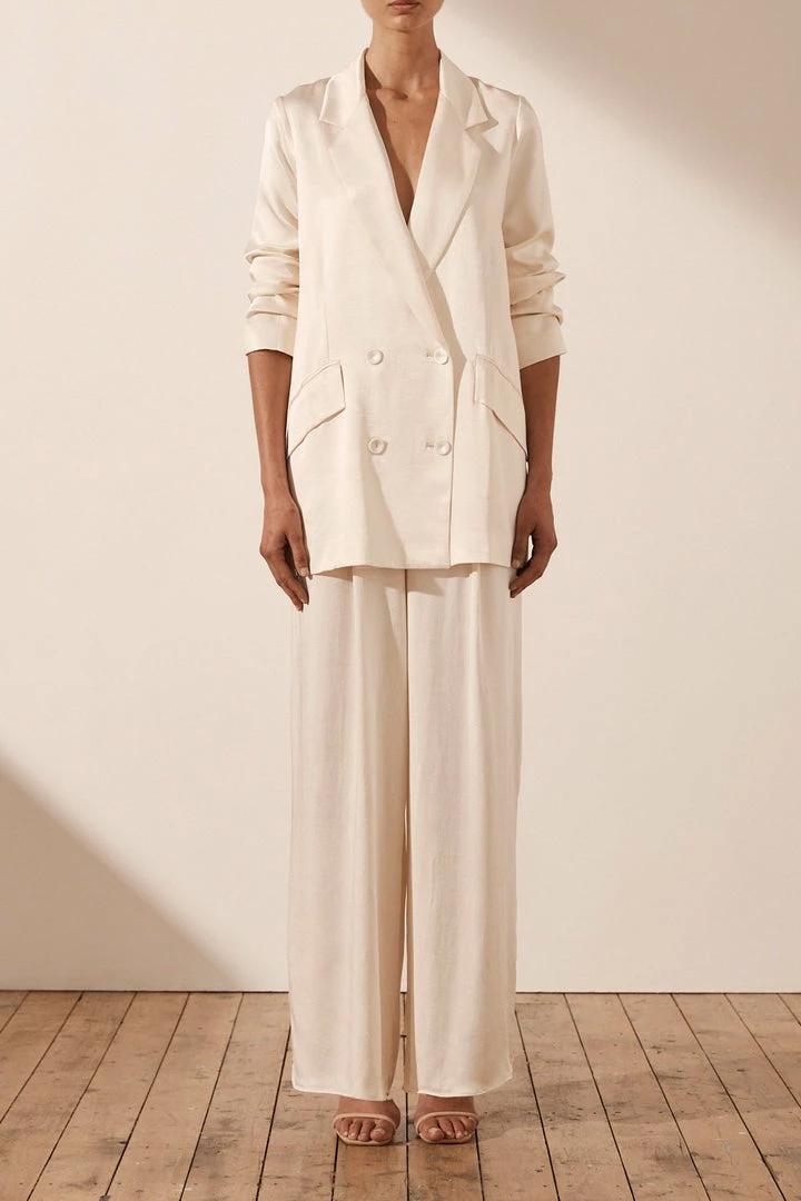 Shona Joy LA LUNE DOUBLE BREASTED BLAZER - CREAM TOPS