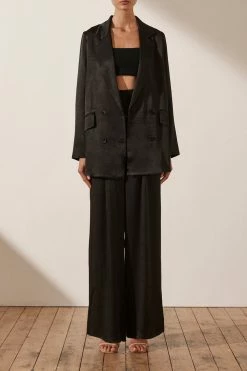 Shona Joy LA LUNE DOUBLE BREASTED BLAZER - BLACK TOPS