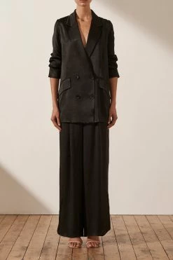 Shona Joy LA LUNE DOUBLE BREASTED BLAZER - BLACK TOPS