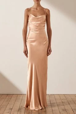 Shona Joy DRESSES LA LUNE LACE BACK MAXI DRESS - DESERT ROSE