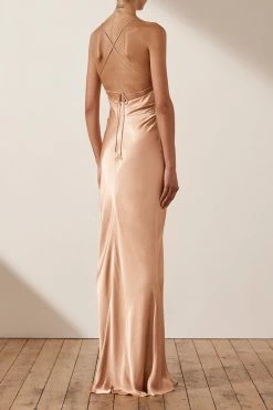 Shona Joy DRESSES LA LUNE LACE BACK MAXI DRESS - DESERT ROSE