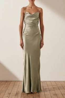 Shona Joy LA LUNE LACE BACK MAXI DRESS - SAGE