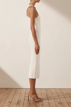 Shona Joy BASIC RACER BACK MIDI DRESS - IVORY BASICS