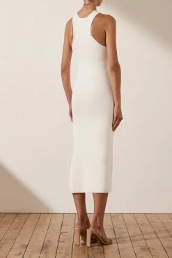 Shona Joy BASIC RACER BACK MIDI DRESS - IVORY BASICS