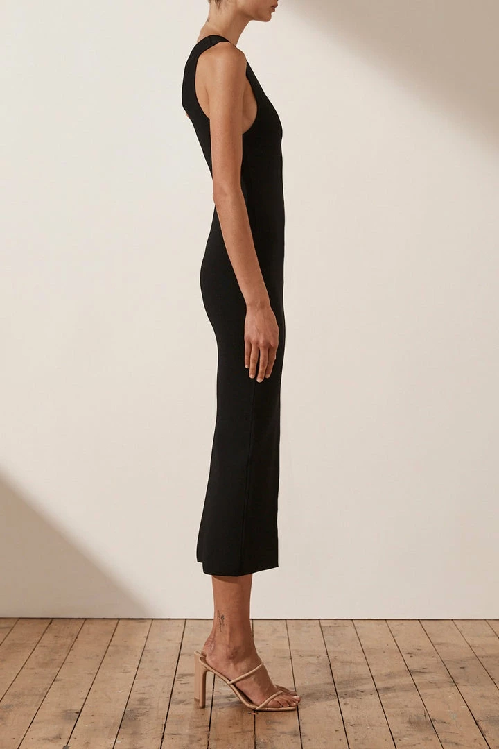 Shona Joy BASIC ONE SHOULDER MIDI DRESS - BLACK BASICS