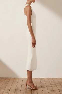 Shona Joy BASICS BASIC ONE SHOULDER MIDI DRESS - IVORY