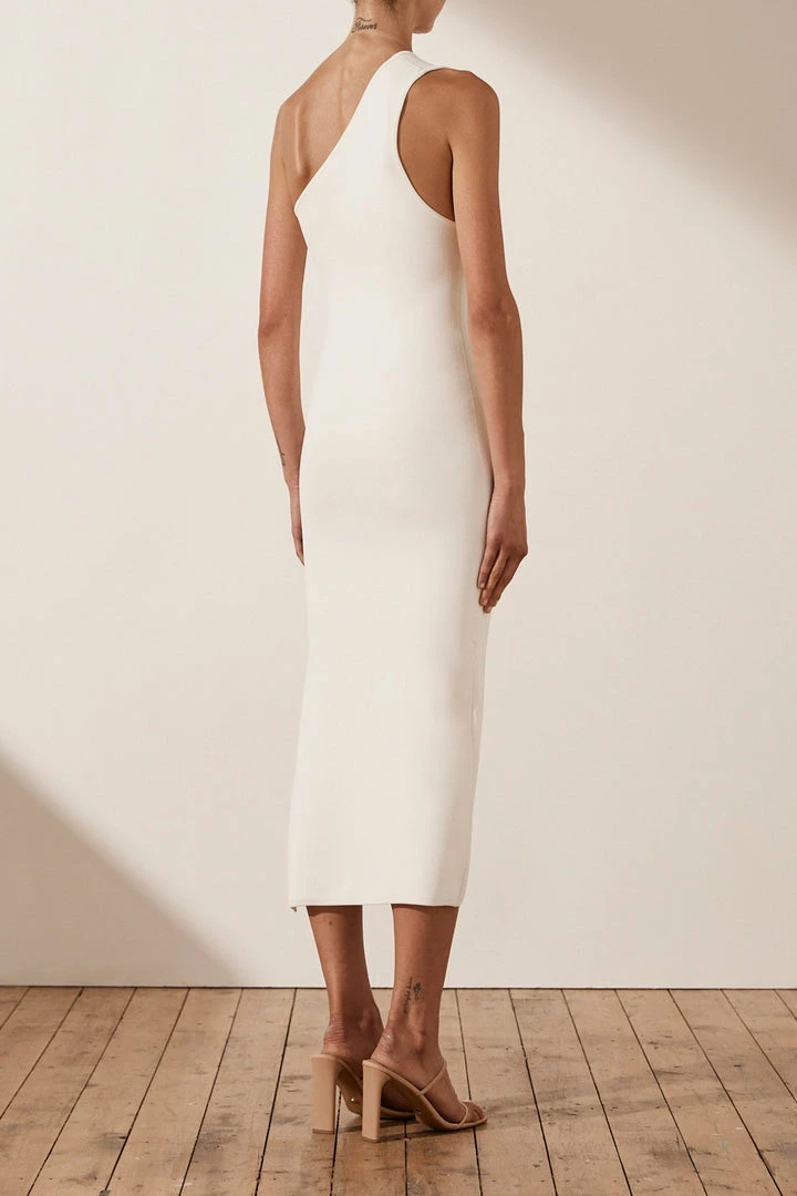 Shona Joy BASICS BASIC ONE SHOULDER MIDI DRESS - IVORY