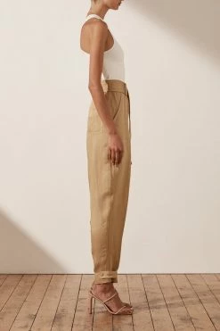 Shona Joy ELLINGTON LINEN CARGO PANT - WHEAT SHORTS & PANTS