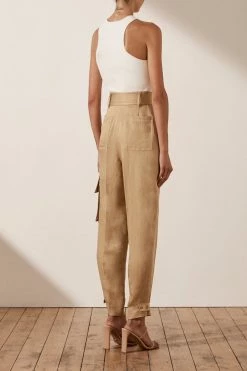 Shona Joy ELLINGTON LINEN CARGO PANT - WHEAT SHORTS & PANTS