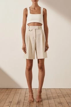 Shona Joy IVY HIGH WAISTED TAILORED SHORT - BONE