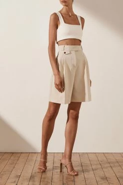 Shona Joy IVY HIGH WAISTED TAILORED SHORT - BONE