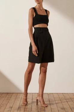 Shona Joy IVY HIGH WAISTED TAILORED SHORT - BLACK