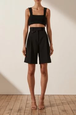 Shona Joy IVY HIGH WAISTED TAILORED SHORT - BLACK