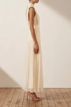 Shona Joy DRESSES CLEMENCE HIGH NECK MIDI DRESS - CREAM