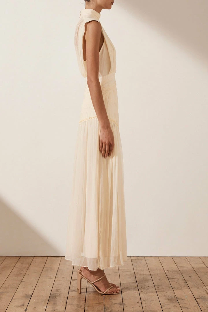 Shona Joy DRESSES CLEMENCE HIGH NECK MIDI DRESS - CREAM