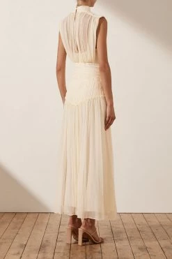 Shona Joy DRESSES CLEMENCE HIGH NECK MIDI DRESS - CREAM
